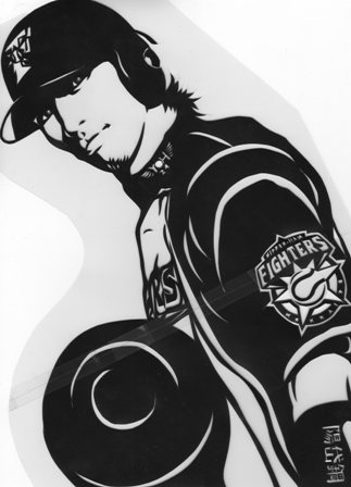 日々の切り絵「野球少年」野球/友達/プレゼント/インテリア 切り